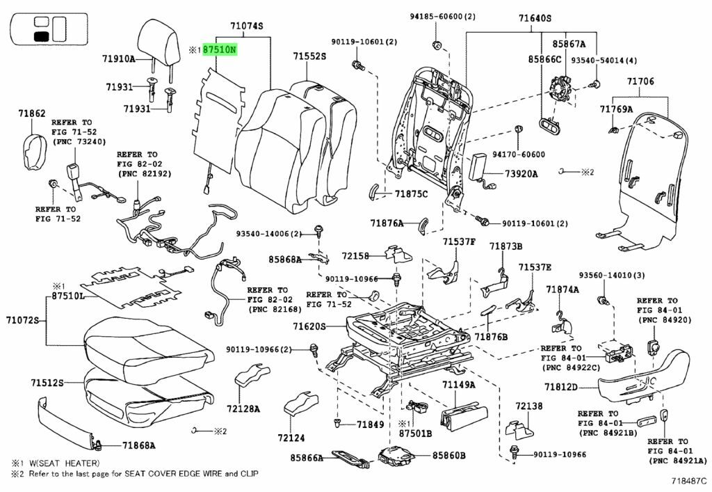 TOYOTA GENUINE LAND CRUISER Front Seat Back Heater ASSY RH 87510