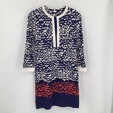 DVF Diane von Furstenberg Achelle Scribble Lines blue tunic dress silk new 0