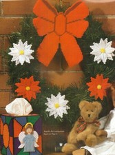 POINSETTIA WREATH  ANGEL TISSUE CHRISTMAS PLASTIC CANVAS PATTERN INSTRUCTIONS