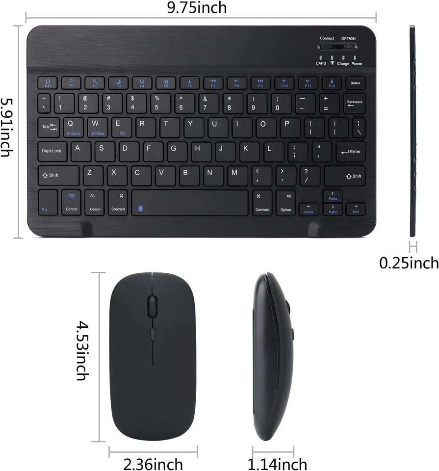 Portable Bluetooth Wireless Keyboard Mouse Combo Set For iPhone iPad Macbook - Image 4 of 4