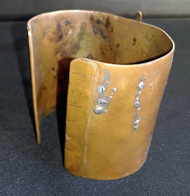 Bracelet Manchette Brutaliste En Bronze – Bijou D'artiste Années 70 – Occasion Excellent état
