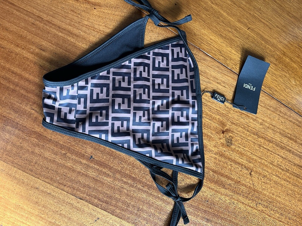 New w tag FENDI Bikini Bottom Sz Medium Logo Brown Black