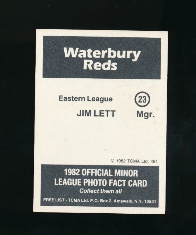 1982 TCMA Waterbury Reds Jim Lett #481 signed auto autograph - Image 2 of 2