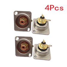 4XSilvery Female RCA Panel Mount Socket Connector Base Plate Welding Base Plated