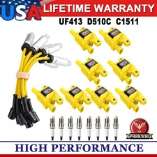 High Performance Ignition Coil & Spark Plug & Wire UF413 For Chevy GMC 5.3L 6.2L