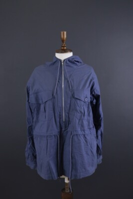 TOAST Blue Multi Pocket 3/4 Zip Hooded Windbreaker Jacket Size S