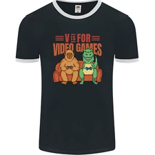 Video Games T-Rex Funny Bigfoot Dinosaur Mens Ringer T-Shirt FotL