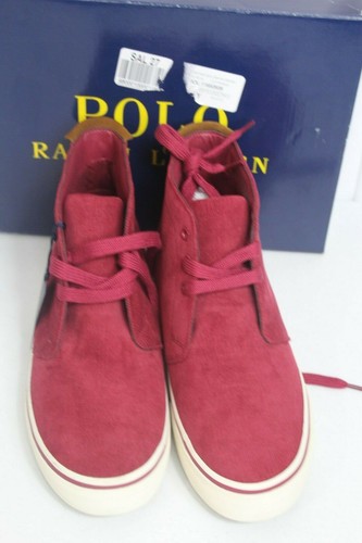 Polo Ralph Lauren Hombre 10.5D Talin Tela Pana Top Rojo Moda Tenis Botas |  eBay