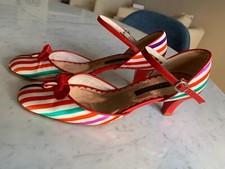 Marc Jacobs FAB.LINE CHERRY Pump Satin and Leather Italy Size 8