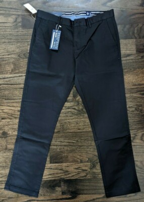 Mens Penguin By Munsingwear Slim Fit Dress Pants Black Flat Front 36x30 |  eBay