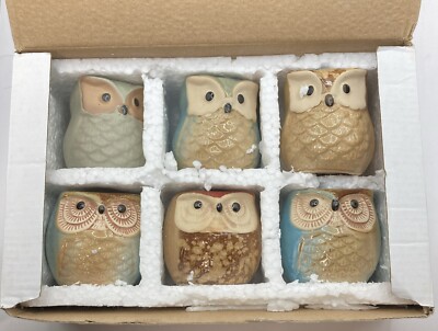 Small ceramic owl figurine planter~Great for a Succulent  Set Of 6 (see Pics)