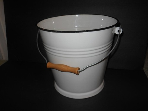 XL EMAILUL ENAMELWARE FRESH EGGS ENAMEL PAINT 5QT PAIL BUCKET W/ HANDLE ROMANIA - Picture 3 of 7