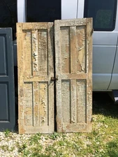 Vtg  1 Pair  Old  Wooden Cabinet  Doors Architectural Salvage Screen 59in X 38in