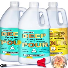 Deep Pour Epoxy Resin - 1.5 Gallon Crystal Clear Resin Epoxy Kit for 2-4" Pou...
