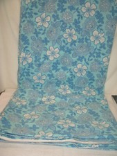 Vintage Retro Flower Power-Duvet/Blanket Cover w Zipper--Blue Floral--80 x 80"