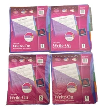 Avery 5-Tab Plastic Binder Dividers 4 Sets Write & Erase Multicolor Big Tabs