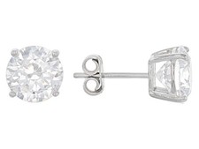 Stud Earrings: White Simulated Diamond w/ Rhodium Plate - 925 Sterling Silver