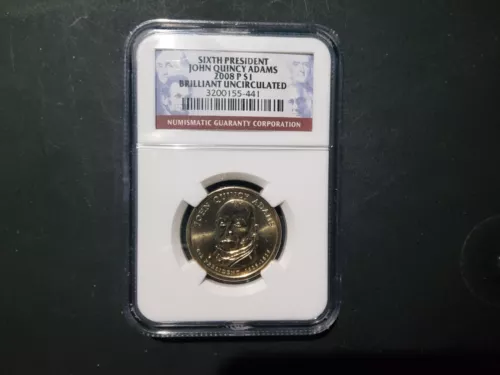 2008 P $1 John Quincy Adams Sixth President NGC Brilliant Uncirculated