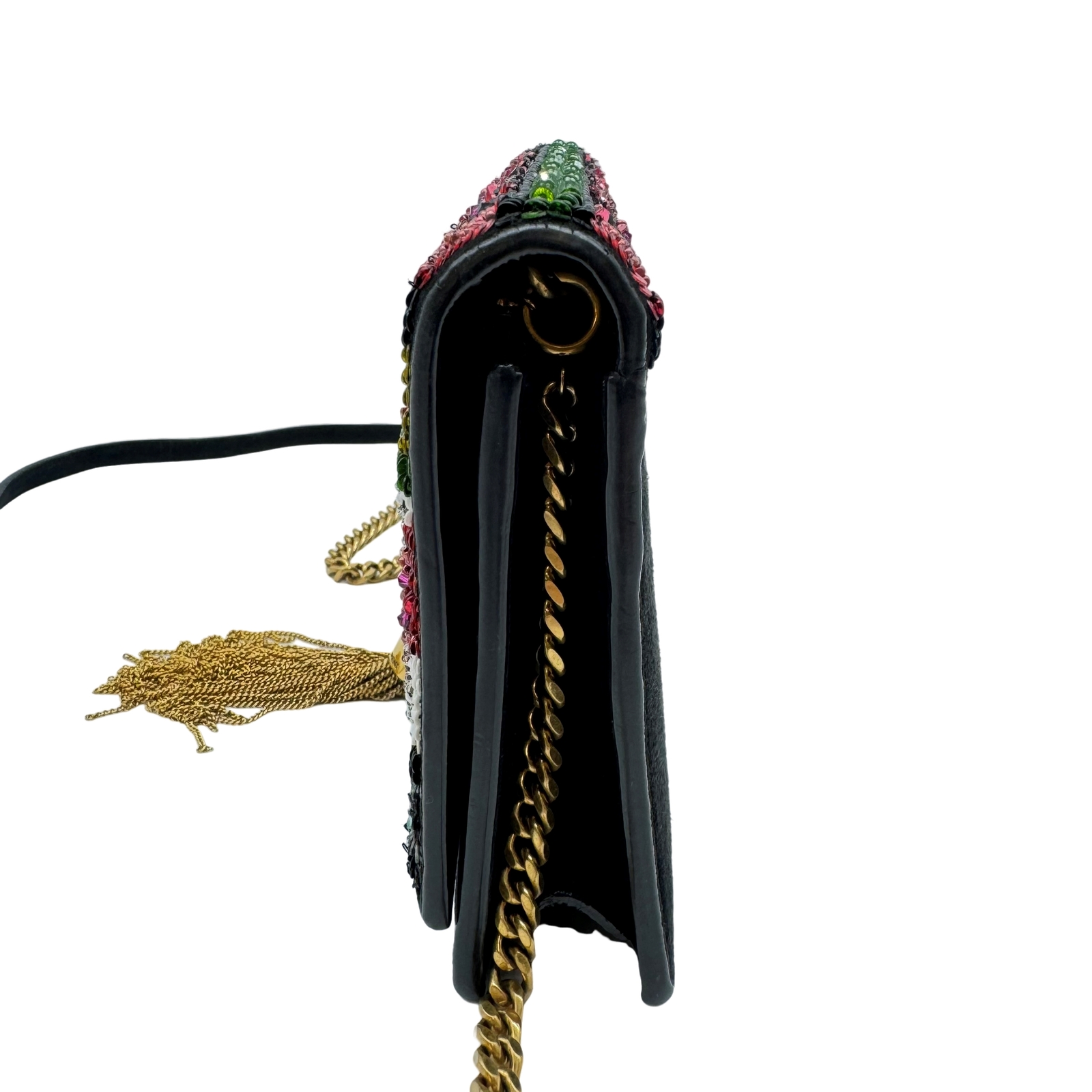 Autentica borsa a tracolla SAINT LAURENT Kate nappa paillettes catena nera #36634579