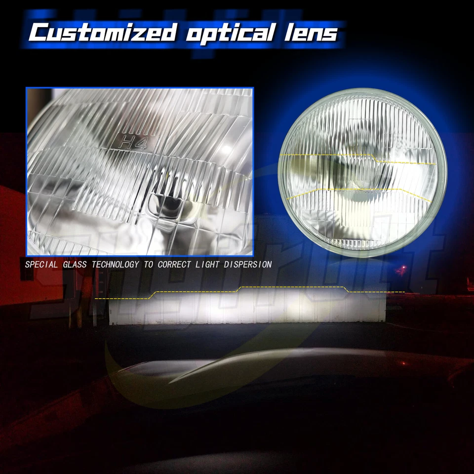 7Inch led GLASS Headlight Round, ORIGINAL CLASSIC LOOK conversion Chrome pair Foto 2 de 4