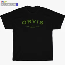 New Orvis Fly Reel Fishing Company Logo Black T-Shirt Size S-3XL