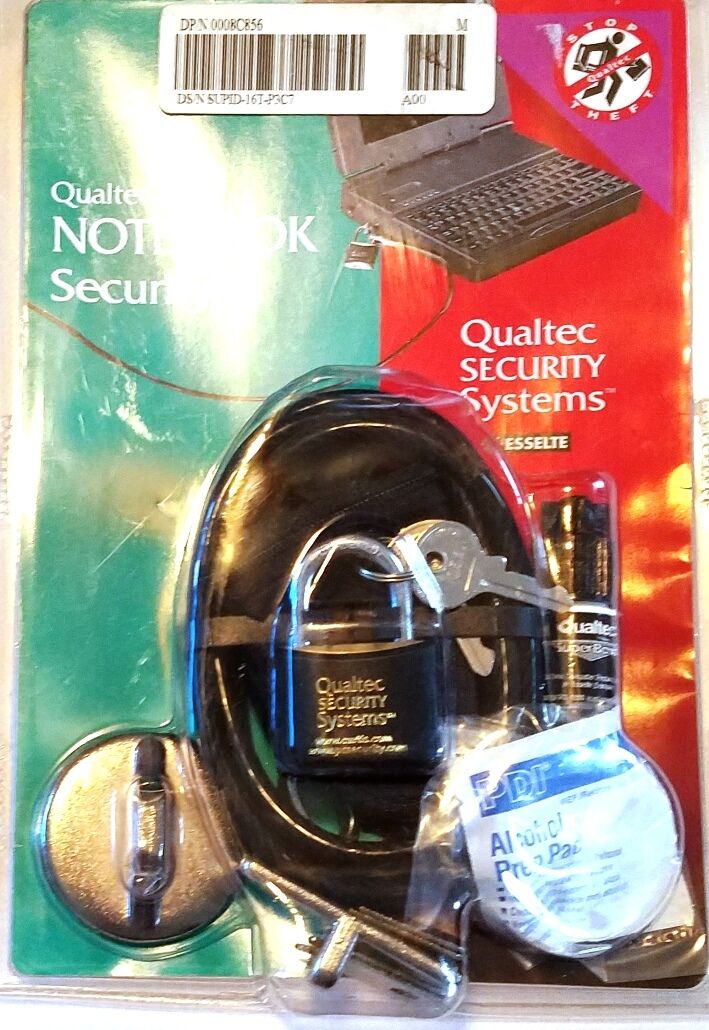 New Qualtec Notebook Security Cable Lock Laptop Computer Nos