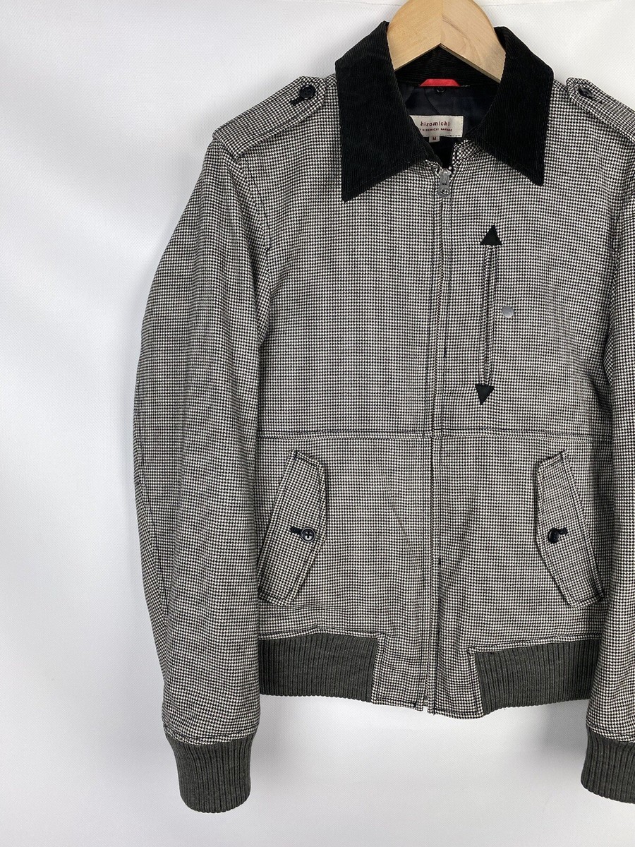 タヌキ Hiromichi Nakano men's Japanese wool cotton tweed bomber jacket