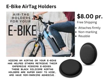 (2) E-Bike AirTag holders. Black, Silicone, Non-marking adhesive.