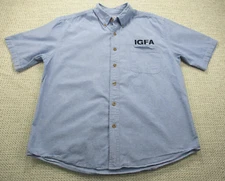 Aftco IGFA Fishing Shirt Adult Large Blue Button Up Short Sleeve Pocket Casual