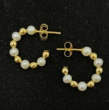 Orecchini Oro 18K 750 MLS. Anelli Con Palline E Perle. Riferimento 26-10936-P