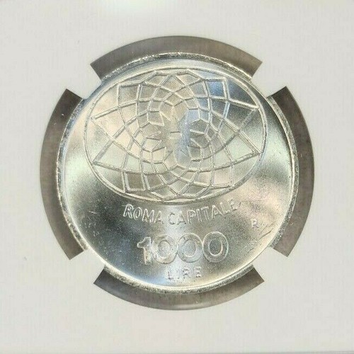 1970 ITALY SILVER 1000 LIRE S1000L ROME CENTENNIAL NGC MS 66 PQ GEM BU FROSTY - Picture 4 of 4