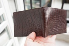 Genuine Crocodile Belly - Brown Skin Leather Men's Bifold Wallets N56
