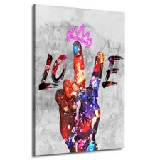 Quadro moderno stampa su tela Pop Art Peace & Love Hand canvas