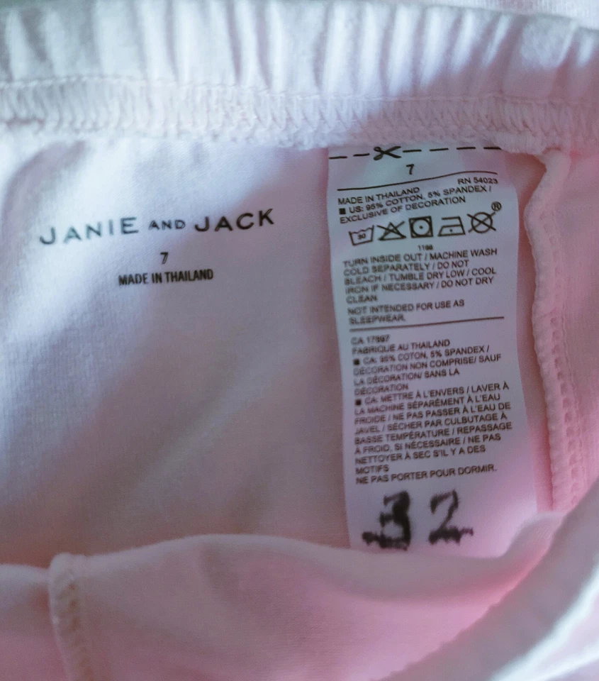 Janie and Jack Pink Leggings w/Ivory Satin Ribbon - Size 7 - Image 3 of 3