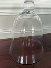 Antique French Glass Cloche 12x9 Heavy Solid Knob Handle Melon Bell Jar Pristine