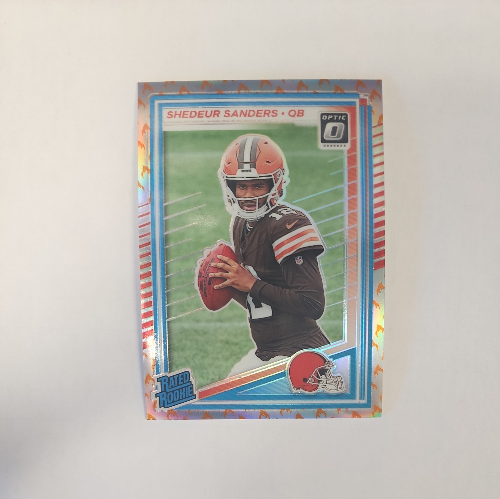 2025 Panini Donruss Optic Shedeur Sanders #203 Cleveland Rookie Holo Fire Emoji