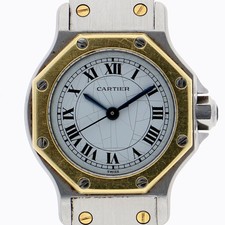 CARTIER 866674 Santos Octagon white Dial Automatic Stainless Steel Yellow Gold