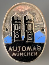 Vintage Automag Mnchen Black Blue Enamel Badge German Auto Dealer Emblem 1930