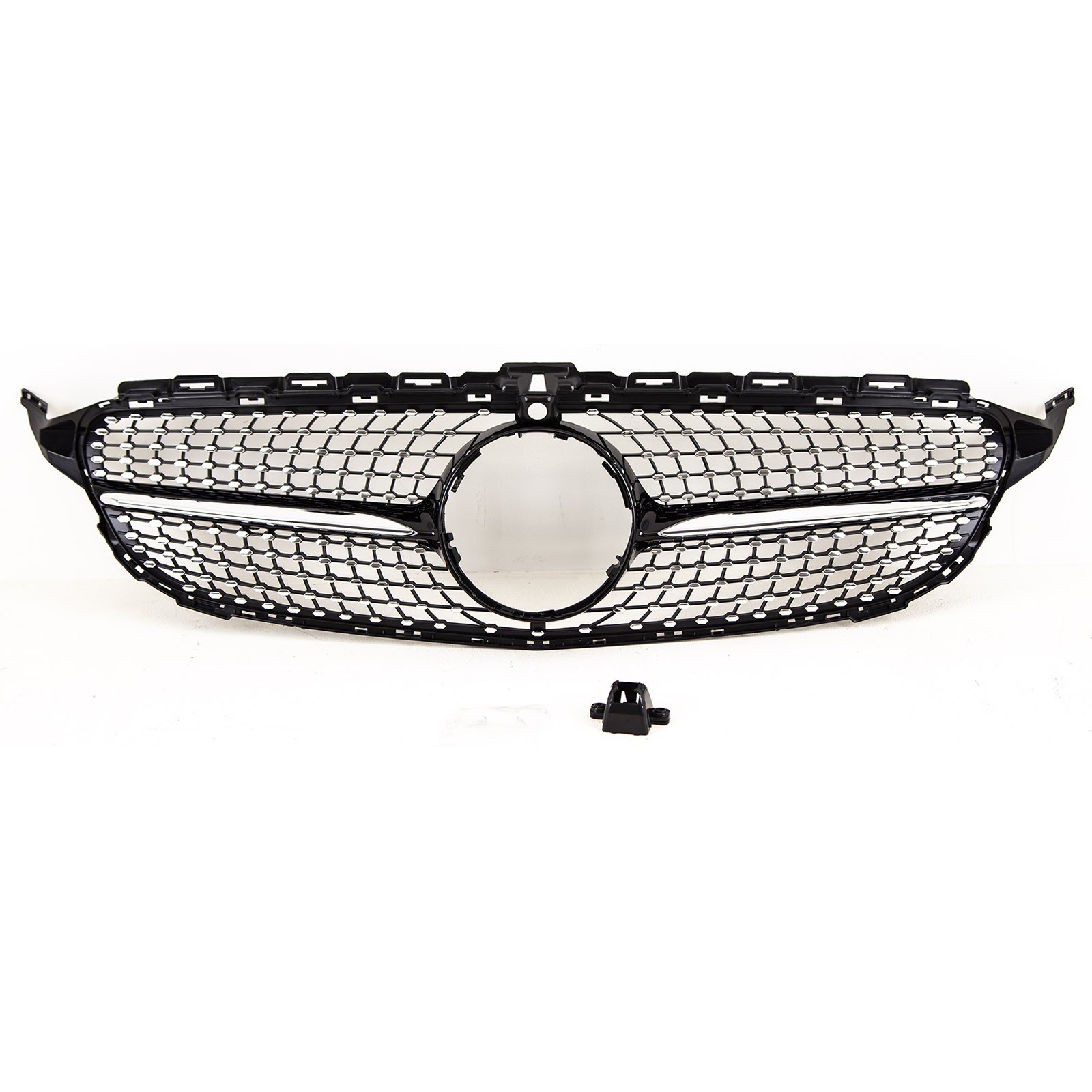 Fits Mercedes C Class W205 14-05/18 Bumper Grille Black/Chrome Sport