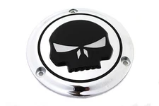 V-Twin Mfg. 42-0267 Chrome 3 Hole Skull Derby Cover for Big Twin 70-98