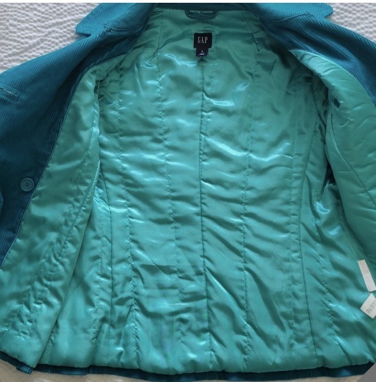 Gap Turquoise Double Breasted Jacket Corduroy Med… - image 5