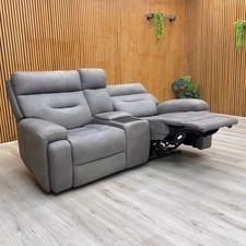 Furniture Village 'Cinemax' 2 Seater Sofa Grey Velvet Media Console Recliner