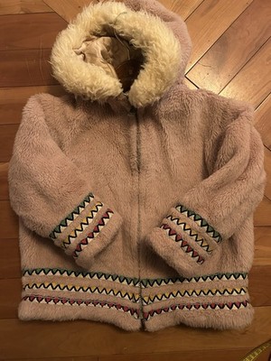 Rare Kids Kul-e-tuk By Coatcraft Vintage 60s Winter Coat Tan with Embroidery 4T 