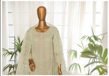 Light Green Chiffon Salwar Kameez with Embroidery  Dupatta for Women