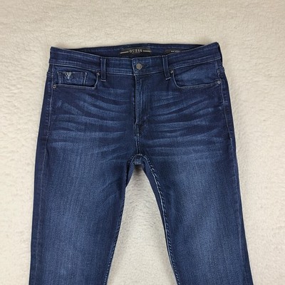 GUESS Jeans Mens 36x32 Blue Slim Tapered Dark Wash Denim | eBay