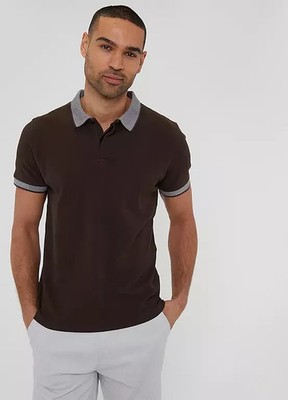 Threadbare Popcorn Dark Chocolate Jersey Polo Shirt    (fmn10-5)