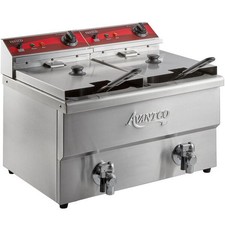 Avantco F202 30 lb. Dual Tank Medium-Duty Electric Countertop Fryer - 208-240V
