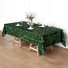 GREEN 60"x102" Taffeta RECTANGULAR TABLECLOTH Leaf Petals Design Party Supplies