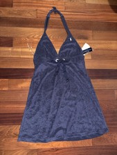 Ralph Lauren Women NWT Size L Halter Dress / Cover Up Navy Terry Ties At Neck