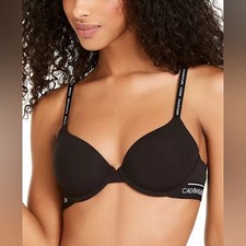 Calvin Klein CK One Cotton Demi Bra 32B  Black & White QF5732 NWT